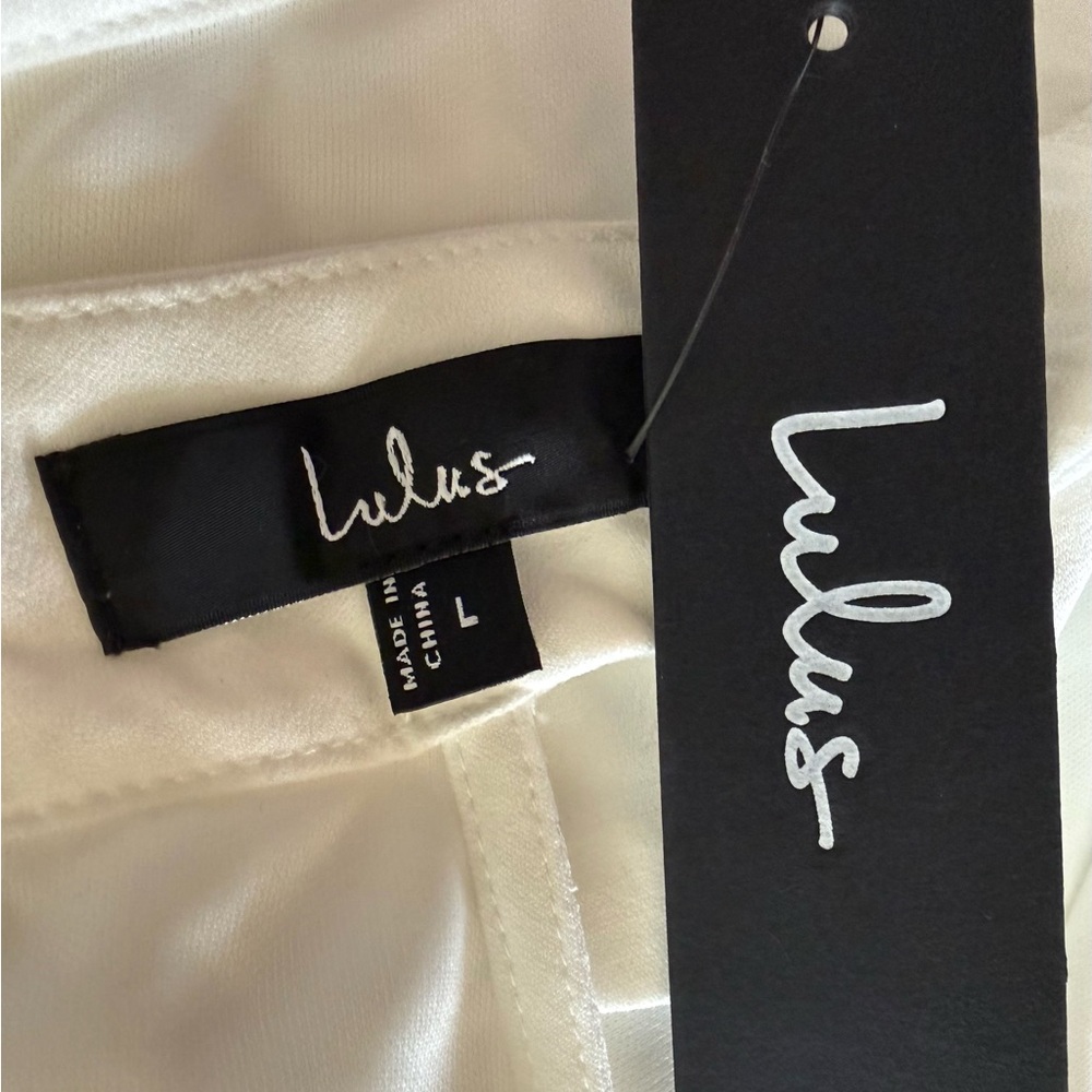 Lulus Love of Mine White Halter Mini Midi Swing Dress, Size L,‎ NWT - Picture 12 of 15
